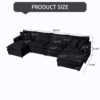 Modular Sectional Sofa, Oversized Deep Seat U Shaped Couch Set, Comfy Cloud Couches With Movable Ottomans - Black - Image 20