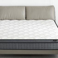 12" Full Size Hybrid Pillow Top Mattress A Box With Gel Infused Memory Foam, Breathable And Hypoallergenic, Medium Firm For Lumbar Support - White / Gray