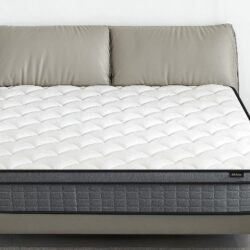 12" King Hybrid Mattress A Box, Pillow Top Bed Cushion With Gel Infused Memory Foam, Breathable And Hypoallergenic, Medium Firm For Lumbar Support - White / Gray