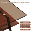 Rectangle Coffee Table, Tempered Glass Tabletop With Metal Legs, Modern Table For Living Room - Brown - Image 10
