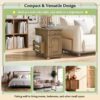 Vintage End Table Flip Top Side Table With USB Ports, 1 Multifunctional Drawer With Cup Holders, Sofa Couch Table With Bookshelf For Living Room And Small Space - Brown - Image 9