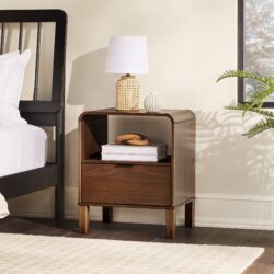 Modern Minimalist Curved Top Nightstand - Brown
