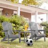 Wood Lounge Patio Chair For Garden Outdoor Wooden Folding Adirondack Chair (Set of 2) Solid Cedar Wood Lounge Patio Chair For Garden, Lawn, Backyard, - Gray - Image 2