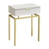 Accent Side Table, Storage Drawer, Marble Look - Beige - Image 2