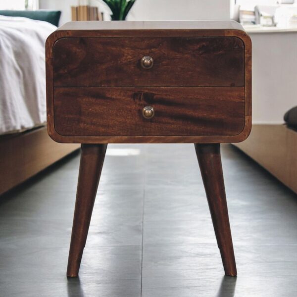 Curved Nightstand - Walnut