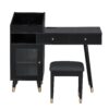 Modern Makeup Vanity Desk With Drawers Cabinet & Charging Port Engineered Wood Space Saving Design For Small Places - Black - Image 5