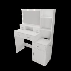 43.31" Newly Designed Smart Mirror Dressing Table With Drawers And Storage Cabinet, Dressing Table With Dressing Pad For Bedroom, Dressing Room - White