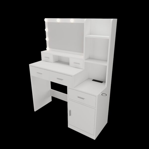 43.31" Newly Designed Smart Mirror Dressing Table With Drawers And Storage Cabinet, Dressing Table With Dressing Pad For Bedroom, Dressing Room - White