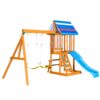Outdoor Swing Set 3 In 1 Children's Playset With Slide, Swings, And Climber For Garden, Backyard, Playground - Blue - Image 10