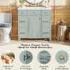 36" Bathroom Vanity With Sink, Soft Close Doors, Adjustable Shelves, And Hairdryer Storage - Green - Image 8