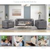 3 Piece Sofa Sets With Legs, Upholstered Couches - Gray - Image 8