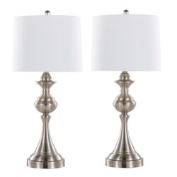 Montgomery - Contemporary Table Lamp Built In USB Port (Set of 2) - Nickel / White