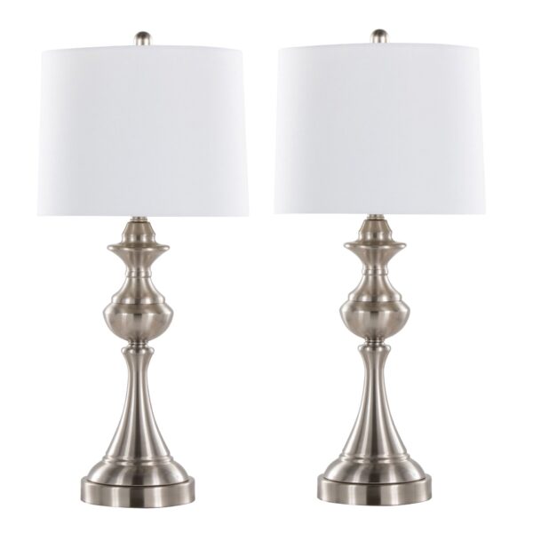 Montgomery - Contemporary Table Lamp Built In USB Port (Set of 2) - Nickel / White
