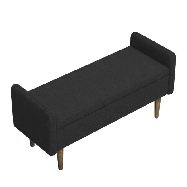 Teddy Velvet Storage Stool With Storage Space For Apartments Living Rooms Bedrooms Rubber Wood Sponge Linen - Black