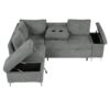Versatile L Shaped Sofa Bed With Storage, Cup Holders, USB Ports Chenille - Gray - Image 11
