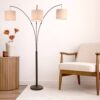 Royal - 3 Arm Arc Floor Lamp, Oil Rubbed Bonze With Linen Shade, 4 Way Rotary Switch - Oil-Rubbed Bronze - Image 3