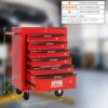 Rolling Metal Tool Chest With 6 Drawers, 20" Steel Storage Cabinet With Ball Bearing Slides - Red / Black - Image 8