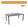 Modern Rectangular Outdoor Patio Dining Table With Post Leg Design, Rust Free & Weather Resistant, Adjustable Foot Pads, Umbrella Hole With Matching Cover - Ember Black - Image 3
