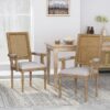 Elegant French Country Style Dining Chair With Cane Backrest - Light Gray - Image 4