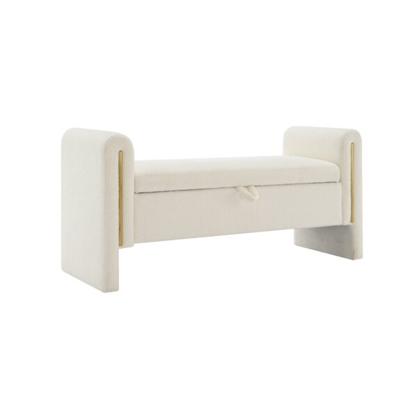 Modern Teddy Bed End Bench With Arms And Storage, Upholstered Large Foot Rest Stool, Comfy Window Vanity Bench For Living Room, Dorm, Coffee Table, Teddy - Cream