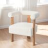 Mid-Century Modern Barrel Accent Chair, Upholstered Kitchen & Dining Room Chairs With Arms, Teddy Velvet Boucle Accent Chairs Side Chairs For Kitchen Living Room Bedroom - White - Image 4