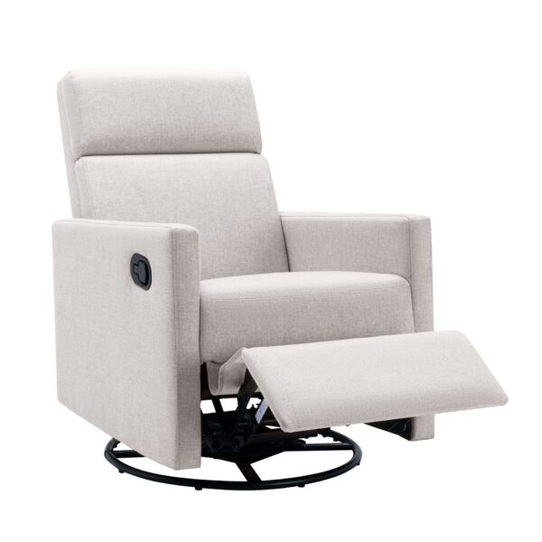 Modern Upholstered Rocker Nursery Chair Plush Seating Glider Swivel Recliner Chair - Tan