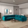 Amber - Velvet Corner Sectional Sofa - Teal - Image 5