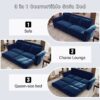 King Pull Out Sofa Bed, Chesterfield Sofa, 3 In 1 Velvet Convertible Sleeper Sofa With Nailhead Trim & Rolled Arm For Living Room, Bedroom, Apartment, Office - Blue - Image 7