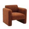 Modern Accent Chair Upholstered Comfy Reading Arm Chair Lambskin Sherpa Fabric - Burnt Orange - Image 10