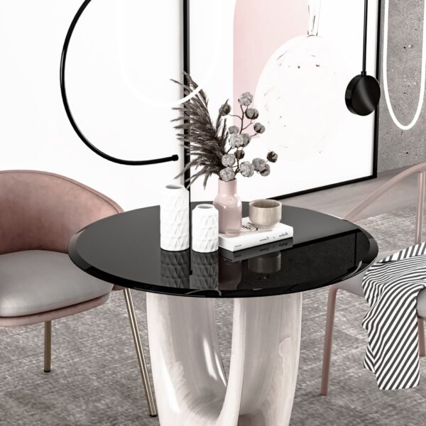 32" Round Tempered Glass Table Top Glass 1 / 2" Thick Beveled Polished Edge - Black