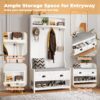 3 In 1 Hallway Hall Tree With Cushion, Storage Drawers, Hooks Shelves - White - Image 5