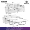 Corduroy Sleeper Sofa Loveseat Sofa With Full Size Mattress, 2 USB Ports, 2 Cup Holders, 2 Side Pockets And A Phone Holder For Living Room - Beige - Image 2