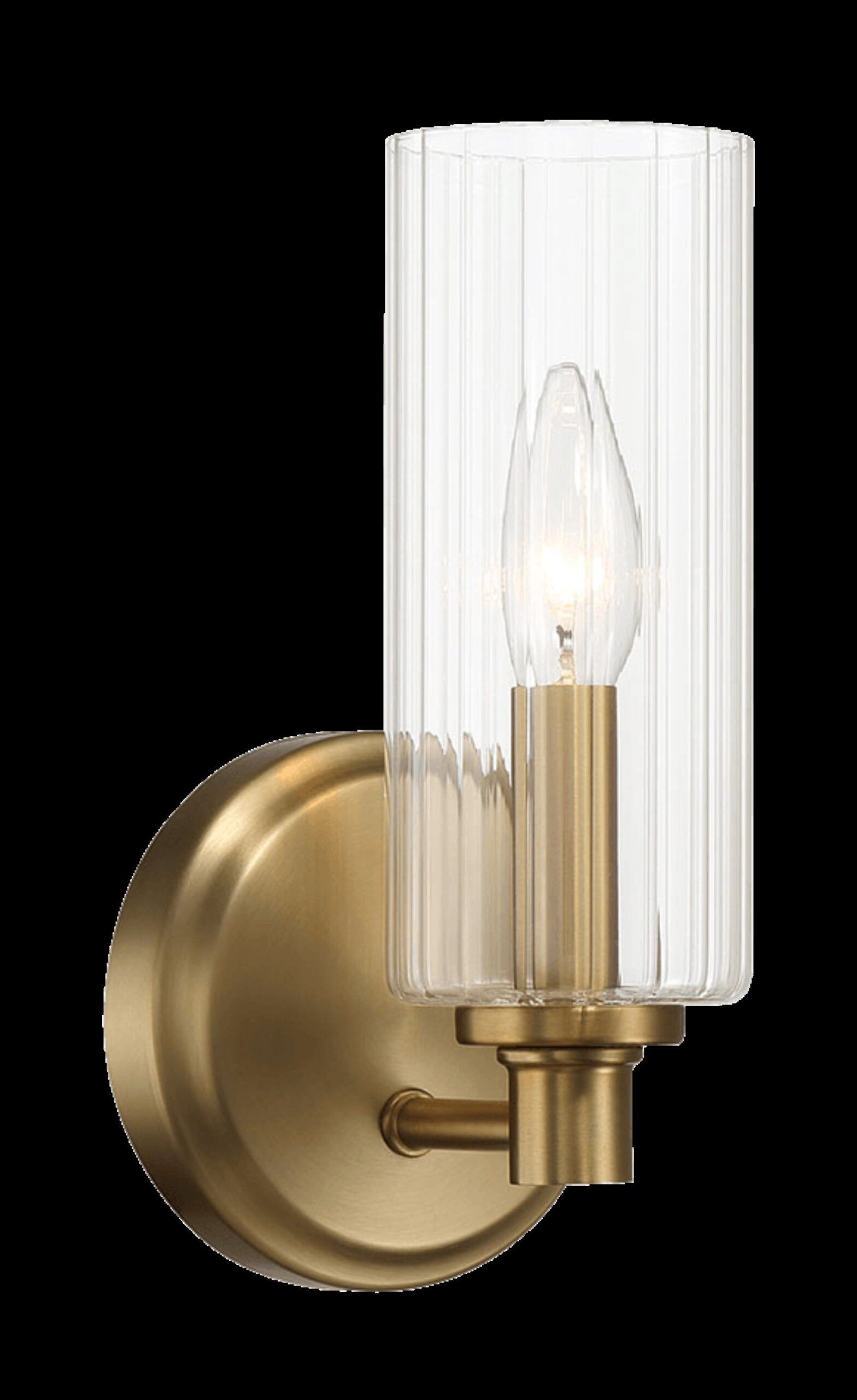 Jardin - Single Light Wall Sconce With Clear Ribbed Satin - Clear / Gold - Image 4