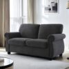Soft Loveseat, Upholstered 2 Seater Couch With High Density Foam, Loose Back Cushions And Turned Legs - Black - Image 9