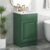 18" Bathroom Vanity With Sink, & Ceramic Cabinet With Adjustable Shelf - Green - Image 2