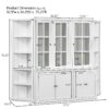 Retro Style Wall Suit With Glass Doors, 75.25" Tall Display Cabinets & Triangle Sided Bookshelves - White - Image 3
