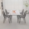 Modern Extendable Dining Table And Chair Set With Metal Base And Suede Chairs, 4 Piece - Gray / White - Image 5