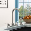 Kitchen Sink Faucet With 2 Handles And Pull Out Side Sprayer, 4 Hole Installation - Brushed Nickel - Image 2