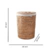 Ludmilla - Round Tall Water Hyacinth Woven Wicker Laundry Hamper With Lid For Clothes Canvas Toys And Book Storage With Removable Liner - Natural / Light Brown - Image 3