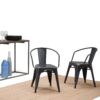 Larkin - Metal Dining Arm Chair (Set of 2) - Distressed Black / Silver - Image 8