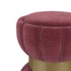 Round Upholstered Ottoman Pouf With Soft Upholstery And Metal Band - Gold / Reddish Brown - Image 4