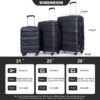 Expandable 3 Piece Luggage Sets Pc Lightweight & Durable Suitcase With Two Hooks, Spinner Wheels, Tsa Lock, (21/25/29) - Black - Image 3