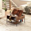 Rustic Flip Top Coffee Table With Hidden Storage - Black / Brown - Image 15