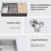 Drop In Kitchen Sink With Workstation, 16 Gauge - Brushed Nickel - Image 6