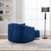 Oversized Swivel Barrel Accent Chair And Ottoman Set With Storage - Navy - Image 5