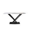 Modern Artificial Stone Pandora White Curved Metal Leg Dining Table, 6 People - Antique White - Image 12