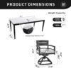 7 Piece Modern Outdoor Patio Dining Set With Table And Swivel Chairs Rockers With Sunbrella Cushions - Ember Black / White - Image 3