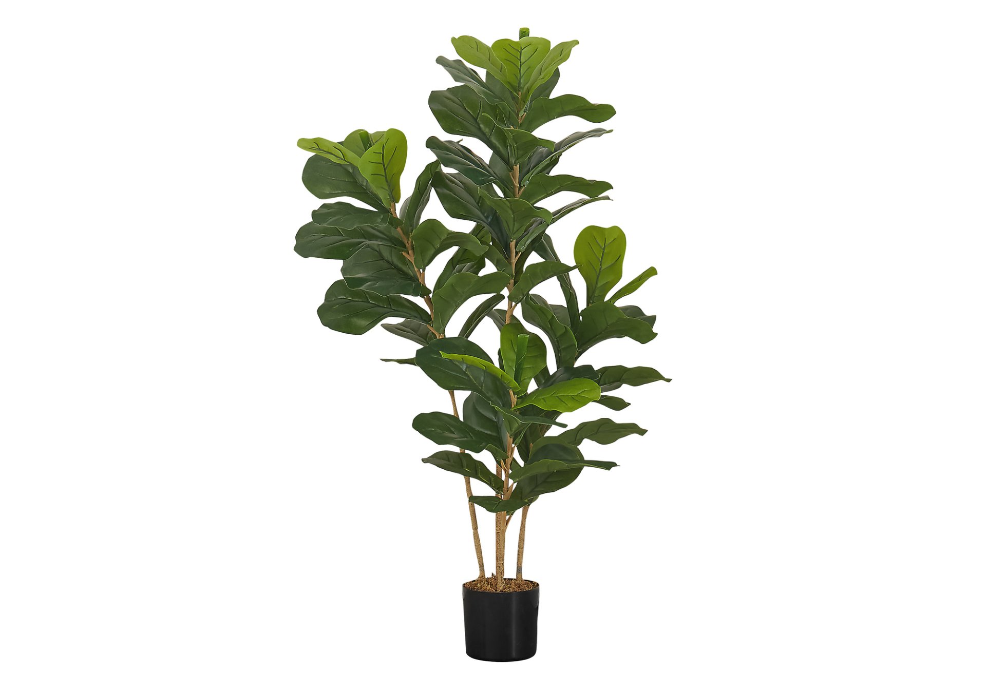 41" Tall, Artificial Plant, Fiddle Tree, Indoor, Faux, Fake, Floor, Greenery, Potted, Real Touch, Decorative - Green / Black - Image 2