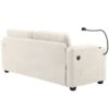Corduroy Sleeper Sofa Loveseat Sofa With Full Size Mattress, 2 USB Ports, 2 Cup Holders, 2 Side Pockets And A Phone Holder For Living Room - Beige - Image 17