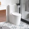 Glossy Tornado Flush 1 Piece Toilet With Dual Flush, Soft Close Seat - Gloss White - Image 2